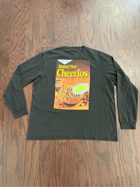 NEW KITH x Cheerios Black Wash Oversized Long Sleeve Shirt Graphic Tee *Cut Tag*